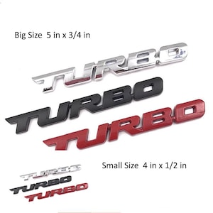 3D Emblem TURBO Metal Black Red Silver  2 Size  Letters Badge Decal Sticker