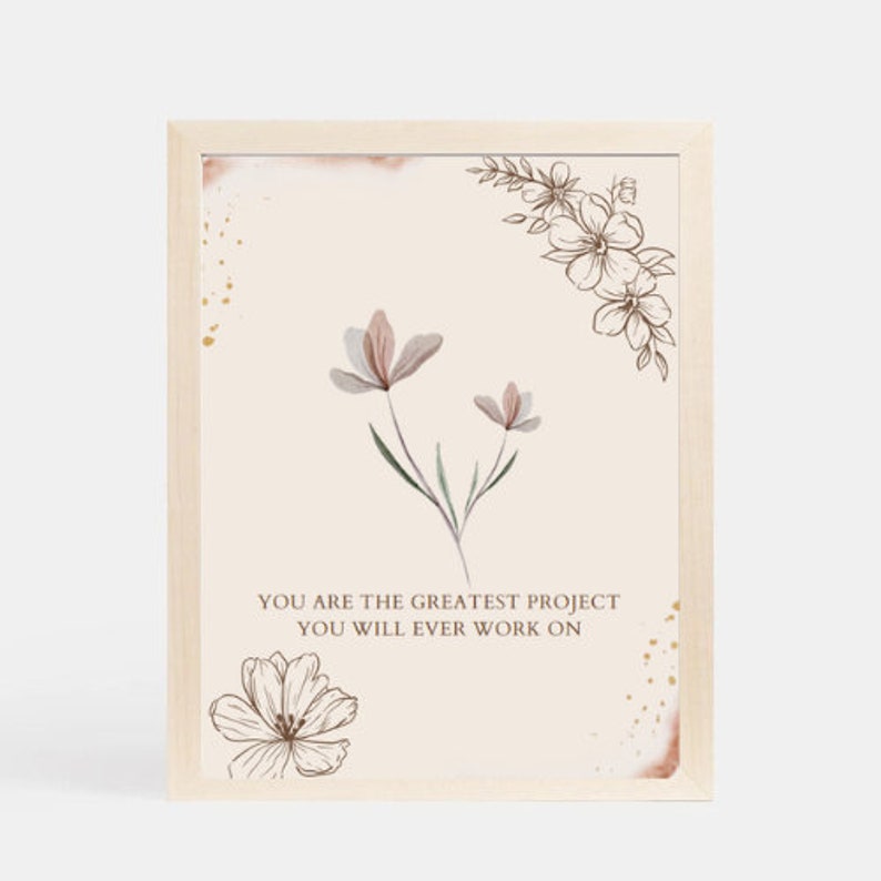 Prints Set Wall Art Set Inspirational Quotes Floral Etsy