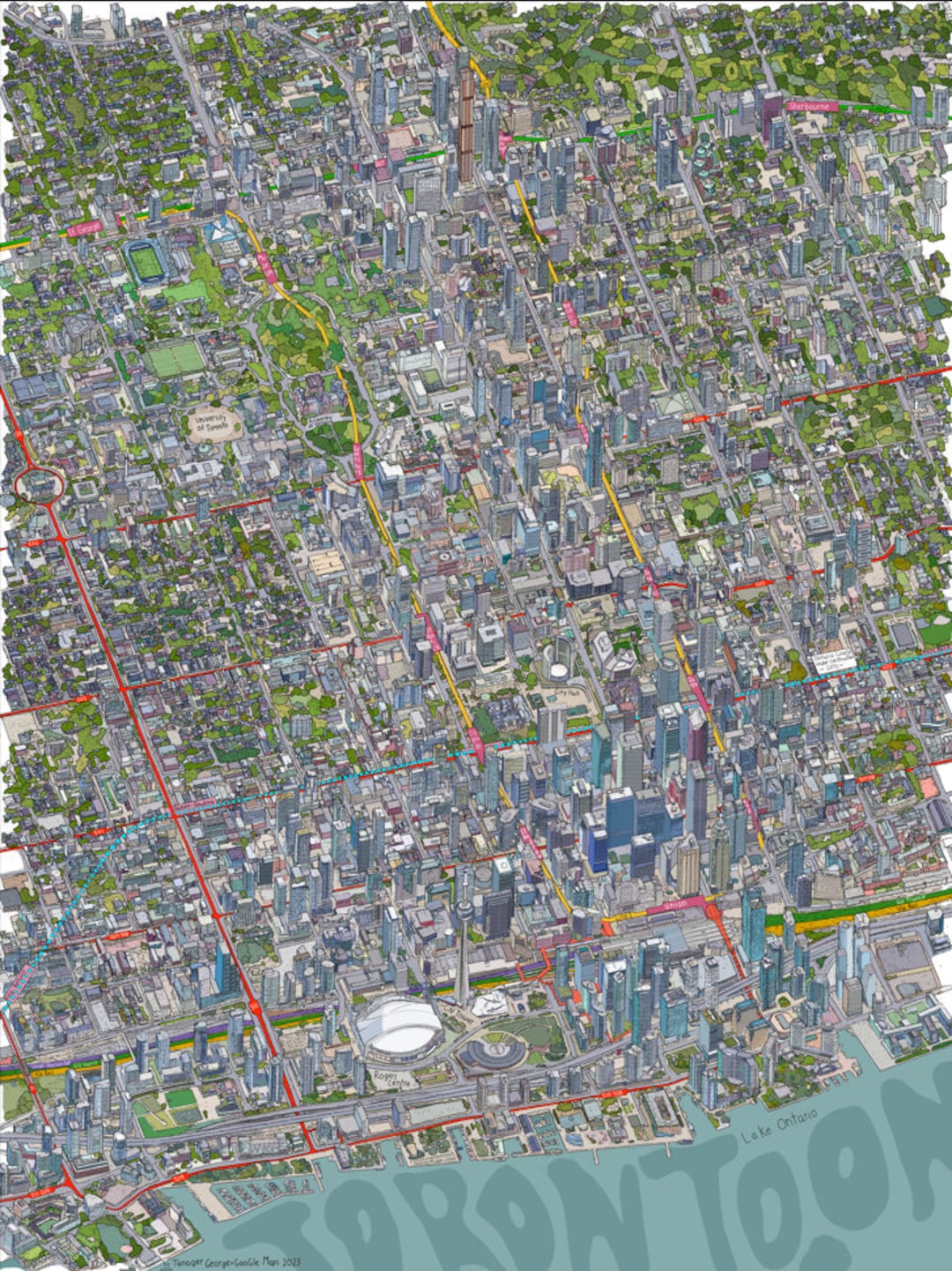 Map of Toronto Downtown, Toronto Subway Map Etsy