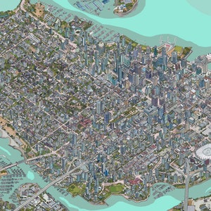 Mappa del centro di Vancouver BC Canada - Dettagliata