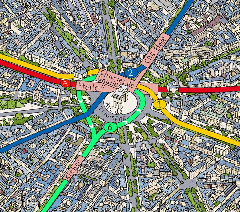 Plan de Paris 119 X 85 cm Grand plan du métro et du RER de Paris image 3