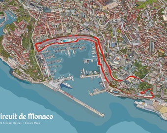 Map Print of Circuit de Monaco 20&quot; X 28&quot; Formula 1 Grand Prix