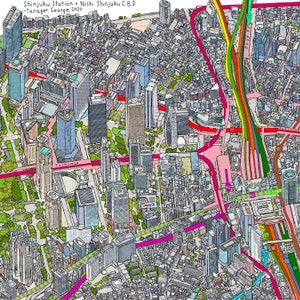 Illustration de la carte de la gare de Shinjuku Métro de Tokyo