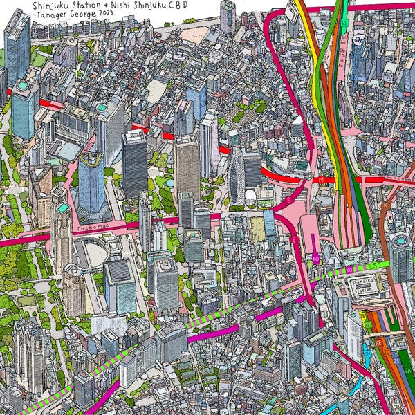 Shinjuku Station kaart illustratie Metro van Tokio