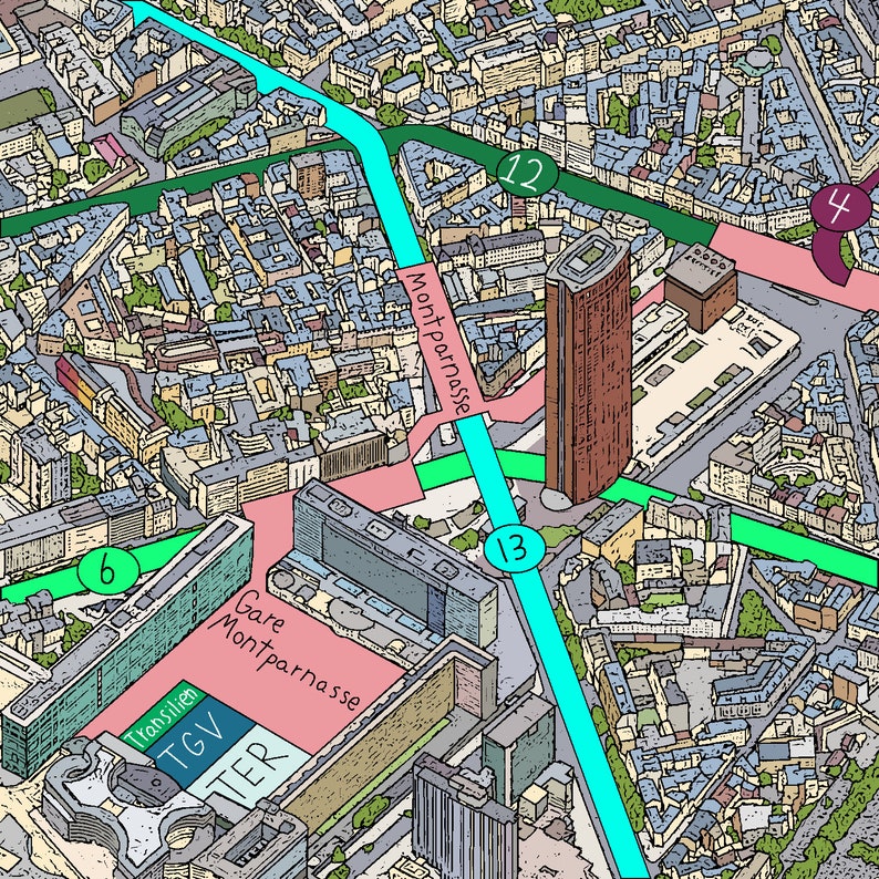 Plan de Paris 119 X 85 cm Grand plan du métro et du RER de Paris image 5