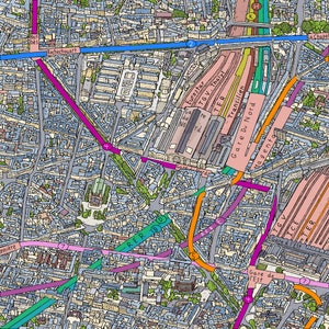 Map Of Paris 119 X 85 Cm Large map of Paris Metro and RER image 9