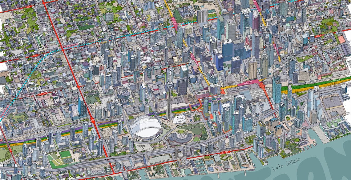 Map of Toronto Downtown, Toronto Subway Map Etsy