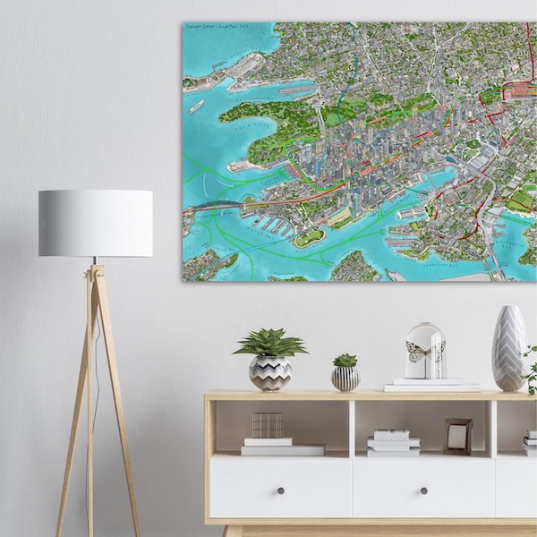 Map of Sydney Australia 47" by 33"