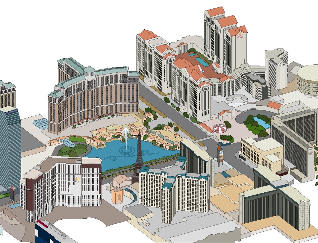Map of Las Vegas Strip - Print 50" X 18" - Etsy