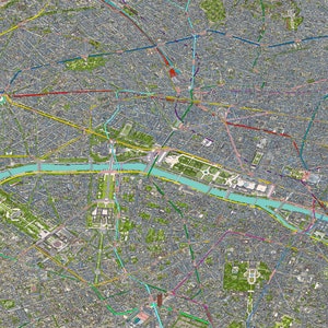 Kaart van Parijs Grote kaart van 119 x 85 cm met metro en RER . van Parijs