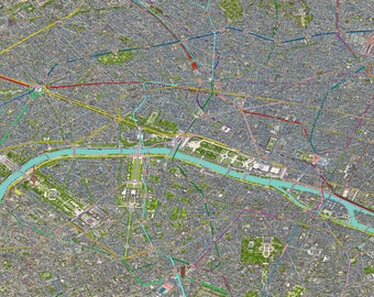 Plan de Paris 119 X 85 cm Grand plan du métro et du RER de Paris