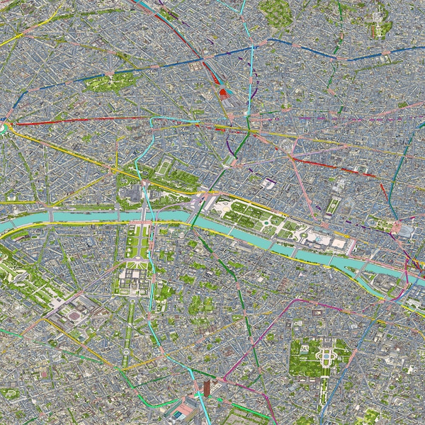 Plan de Paris 119 X 85 cm Grand plan du métro et du RER de Paris