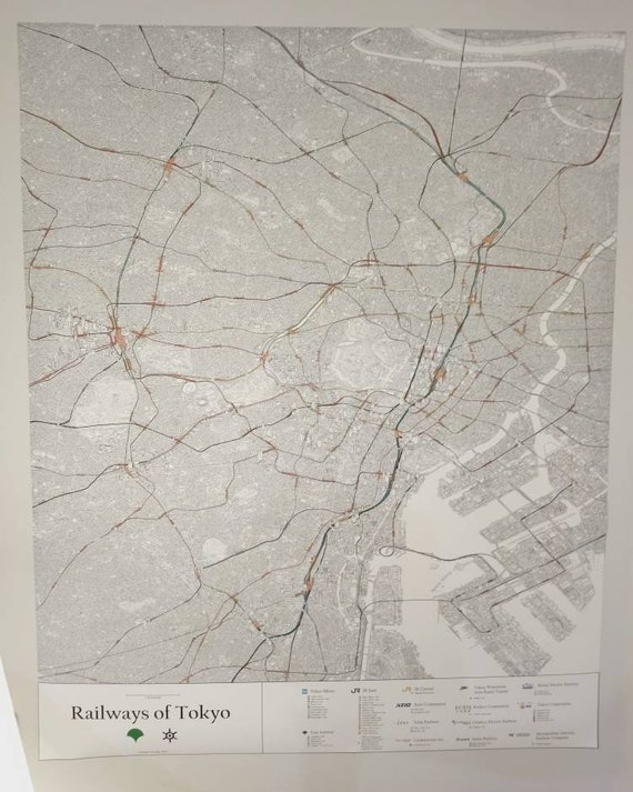 Tokyo Subway Route Map A3 size (folded twice to A4 size