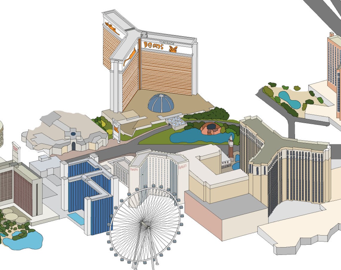 Map of Las Vegas Strip - Print 50" X 18" - Etsy