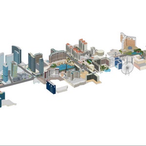 Carte du Strip de Las Vegas - impression 50 x 18 po