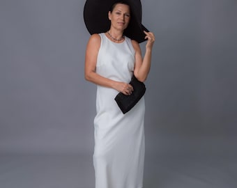 Long White Dress /Elegant/Maxi/ Women Formal Wear / Lined/ Sleeveless/