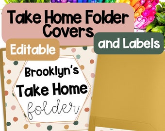 Editable Take Home Folder Covers and Take Home Folder Labels Boho Classroom Decor