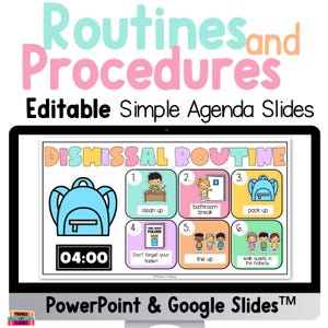 Editable Morning Meeting Slides Daily Agenda and Visual Schedule for Kindergarten Google Slides & PowerPoint Template