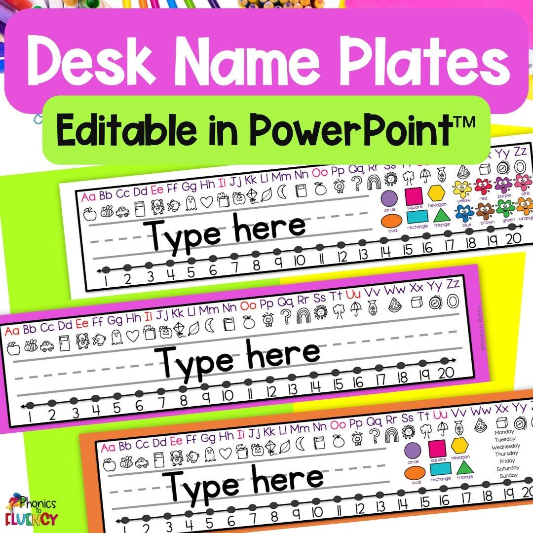 Editable Desk Plates Student Desk Name Plates Desk Name Tags Kindergarten Name Plate for Desk ...