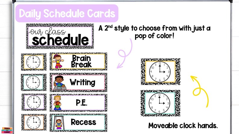 Pastel Composition Notebook Classroom Schedule: Visual Learning Cards ...