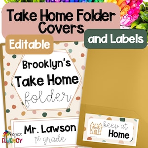 Editable Boho Take Home Folder Covers and Labels (PPT & PDF)