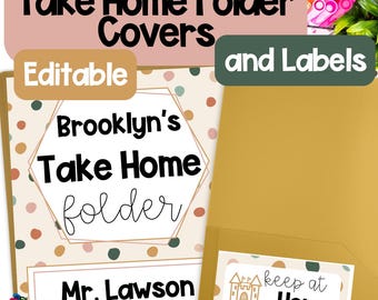 Editable Boho Take Home Folder Covers and Labels (PPT & PDF)