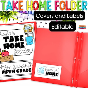 Editable Homework Folder Covers Labels Editable Take Home Folder Labels Kinder
