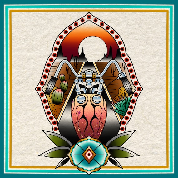 Arizona Print / Tattoo Flash Art by Zack Taylor / 12”x12” Print
