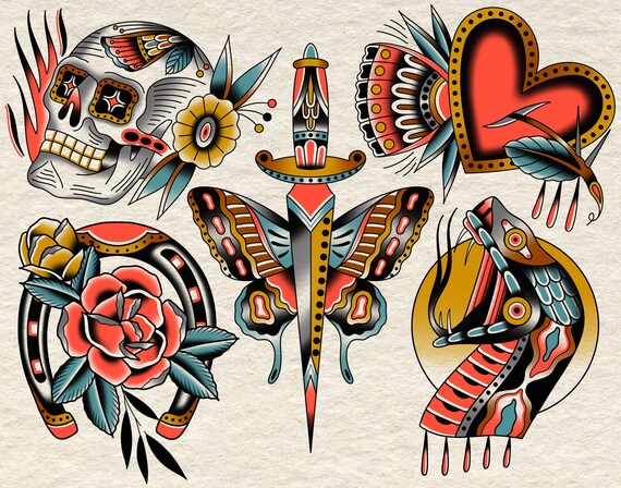 Skully and Friends Print / Tattoo Flash Art by Zack Taylor / 11