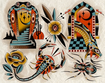 Creepers Print / Tattoo Flash Art by Zack Taylor / 11”x14” Print