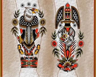 Trad Sleeve Print / Tattoo Flash Art by Zack Taylor / 11”x14” Non
