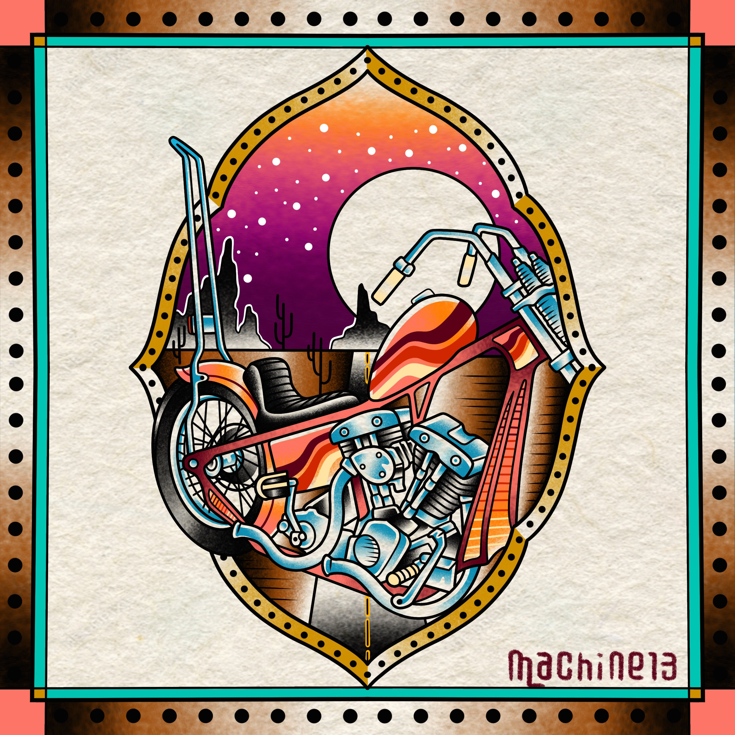 Chopper Print / Tattoo Flash Art by Zack Taylor / 12”x12” Print