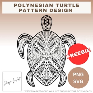 Polynesisk sköldpadda mönsterdesign *Digital nedladdning direkt* PNG-SVG