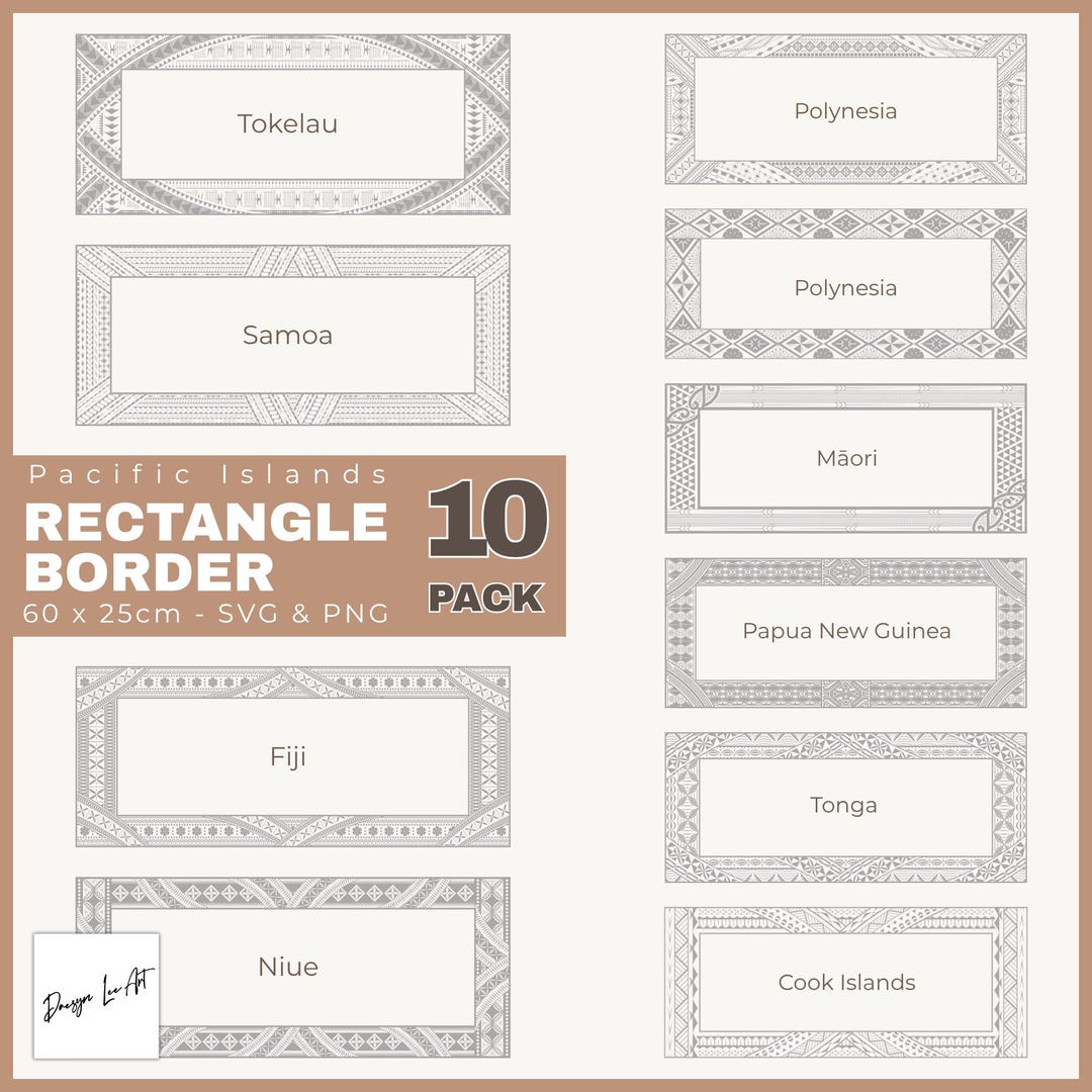 Island Computer Border Pacific Islands Rectangle Border 10 Pack *digital Download Only* - Etsy