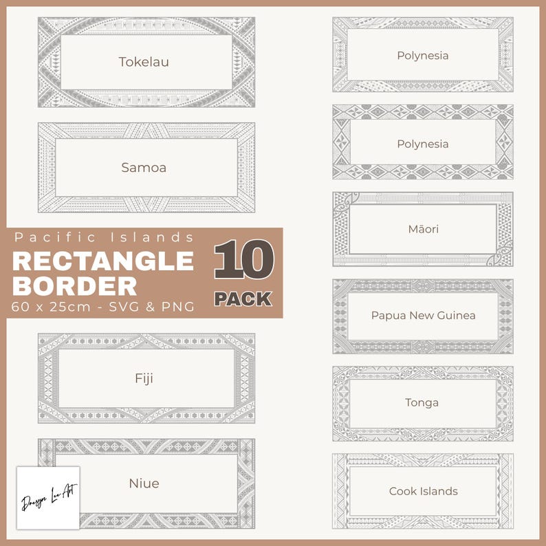 Rectangle For Names Designs Pacific Islands Rectangle Border 10 Pack *digital Download Only* - Etsy