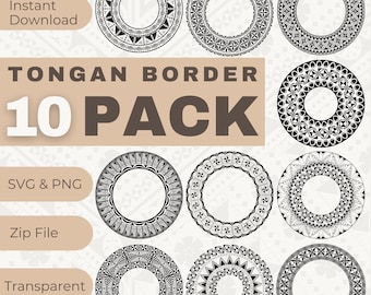 Tongan 10 Pack Borders *zipped files* SVG/PNG *Instant Digital Download*