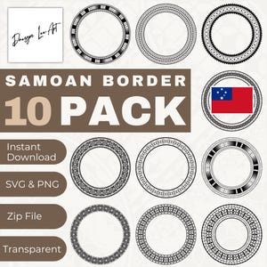 Paquete de 10 imágenes de la frontera samoana (archivo zip) descarga digital instantánea