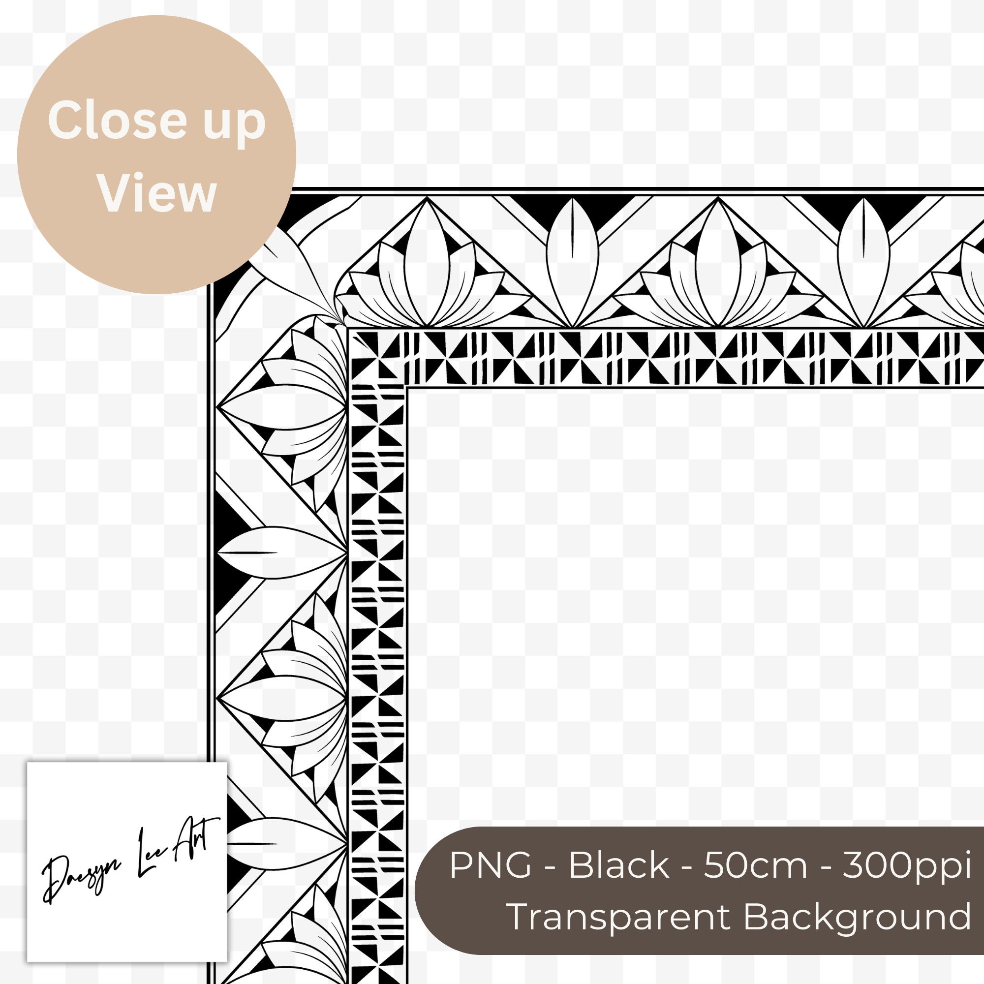 Tongan Pattern Square Border PNG File instant Digital Download Etsy