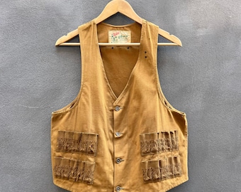Vintage Duxbak Canvas Hunting Vest: Leather Shoulder Patches