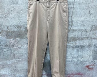 1960s US ARMY Khaki Cotton Twill Chinos | 33 X 30 | Ivy League