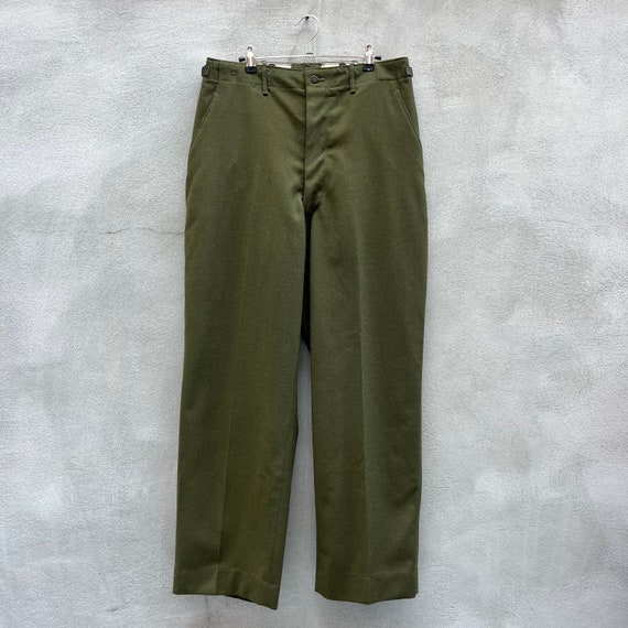 パンツ 1970s vintage USA wool poly buggy Slacks Army Wool Trouser Original French Military Uniform Dress