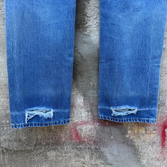 80's Lee Riders Thrashed & Repaired Denim Jeans - image 8