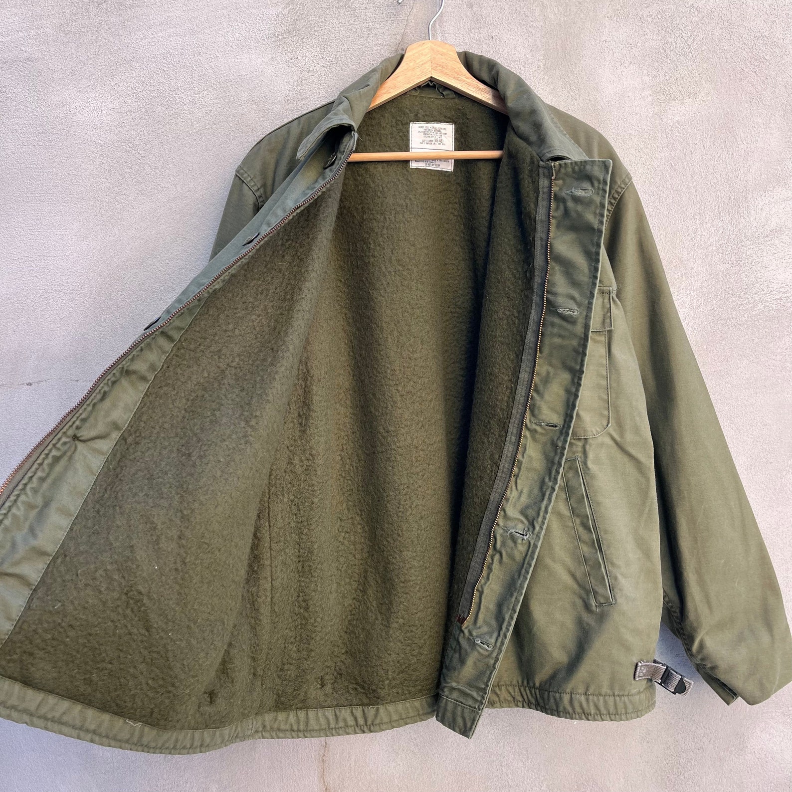 Authentic 1980'S US Navy A-2 Military Deck Jacket, Made in USA, Medium (38-40), Men's Size M, Vintage Nylon Khaki type Vintage Second Hand