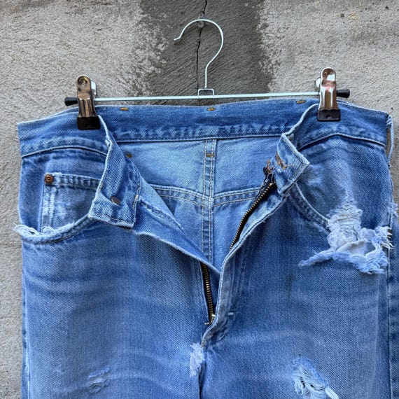 80's Lee Riders Thrashed & Repaired Denim Jeans - image 4