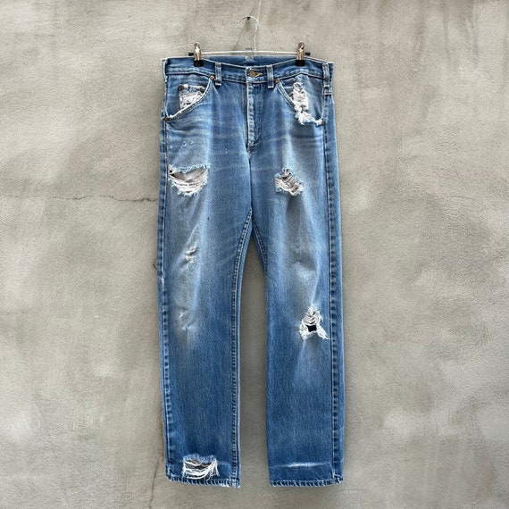 80’s Vintage Lee Riders Ripped Denim Jeans - image 1