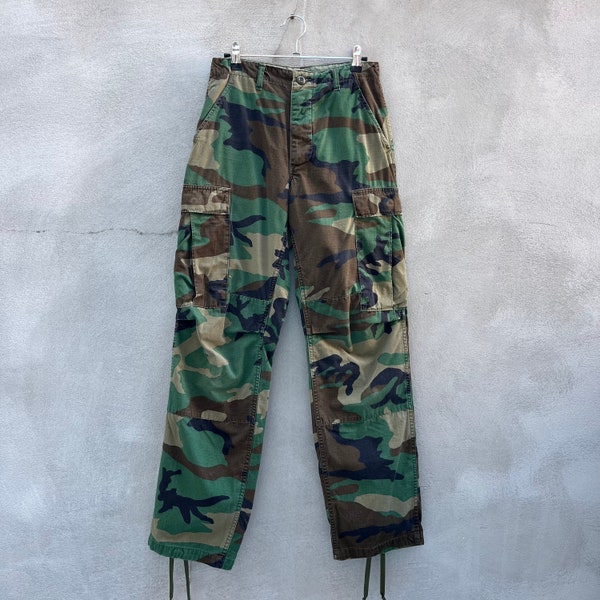 80s Military Woodland Camouflage Cargo Pants