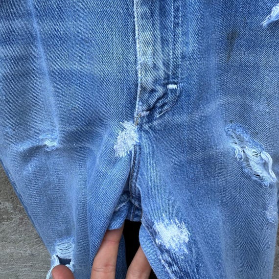 80's Lee Riders Thrashed & Repaired Denim Jeans - image 3