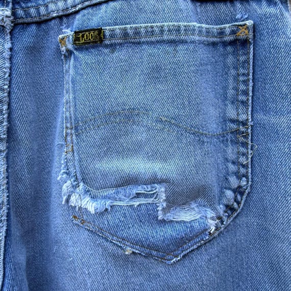 80's Lee Riders Thrashed & Repaired Denim Jeans - image 5