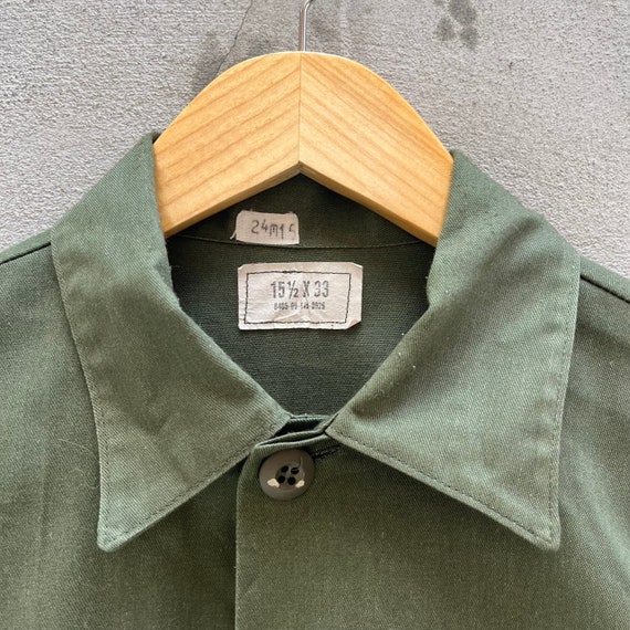 80s USN Seabees Fatigue Button Down Shirt - image 3