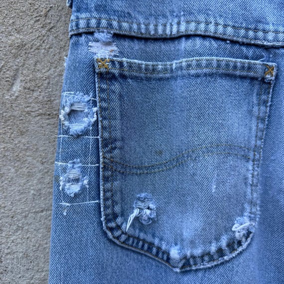 80's Lee Riders Thrashed & Repaired Denim Jeans - image 6
